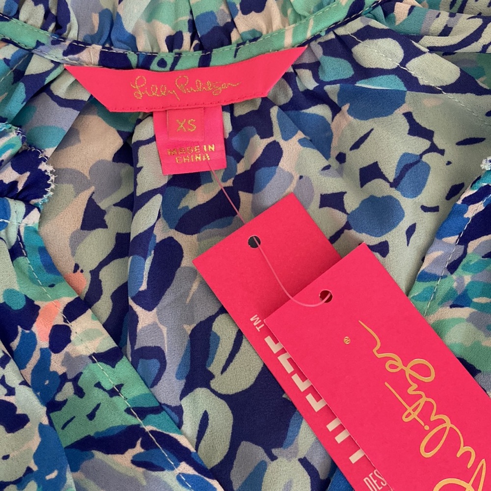 🎉 FINAL PRICE 🎉 NWT Lilly Pulitzer Savanna Top Turquoise Oasis Wave After Wave - Picture 7 of 8